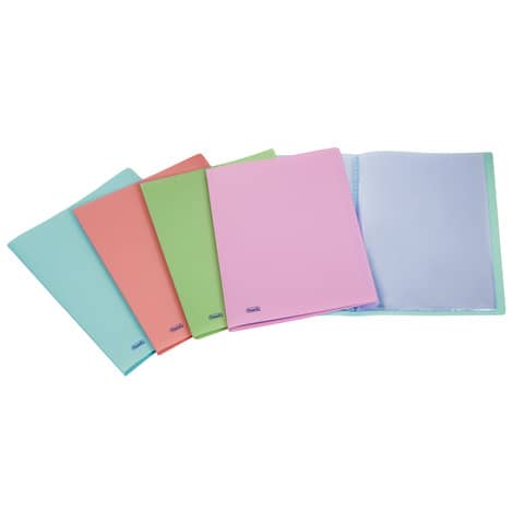 Portalistino Favorit Pastel liscio in PPL opaco 22x30 cm 40 buste interne fisse colori assortiti - 400115582